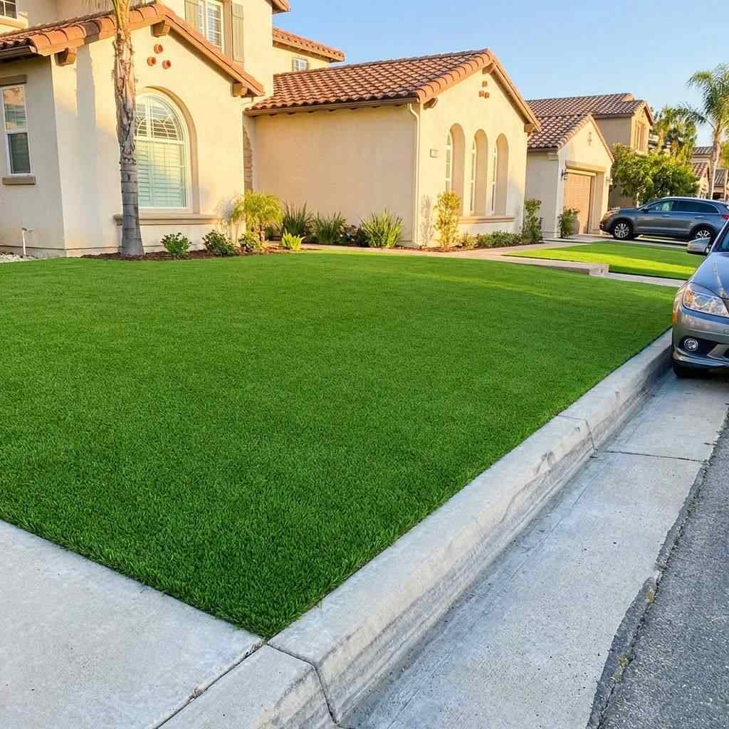 After: Premium turf front yard in Palo Alto