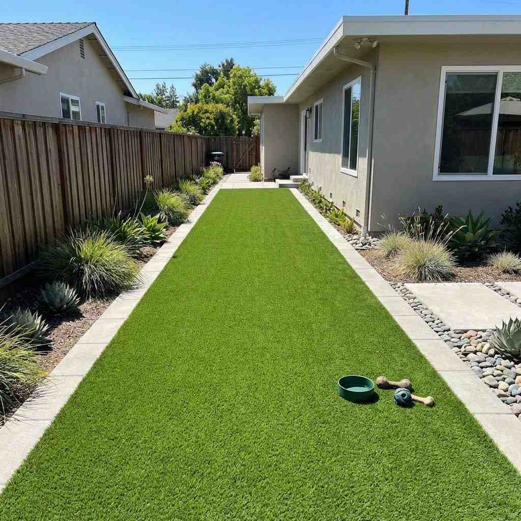 After: Pet-friendly turf side yard in Cupertino