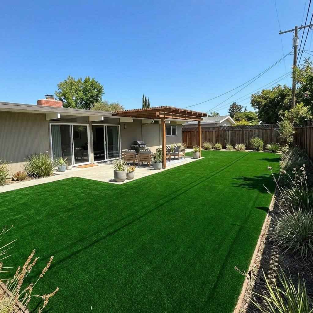After: Vibrant entertaining turf lawn in Sunnyvale
