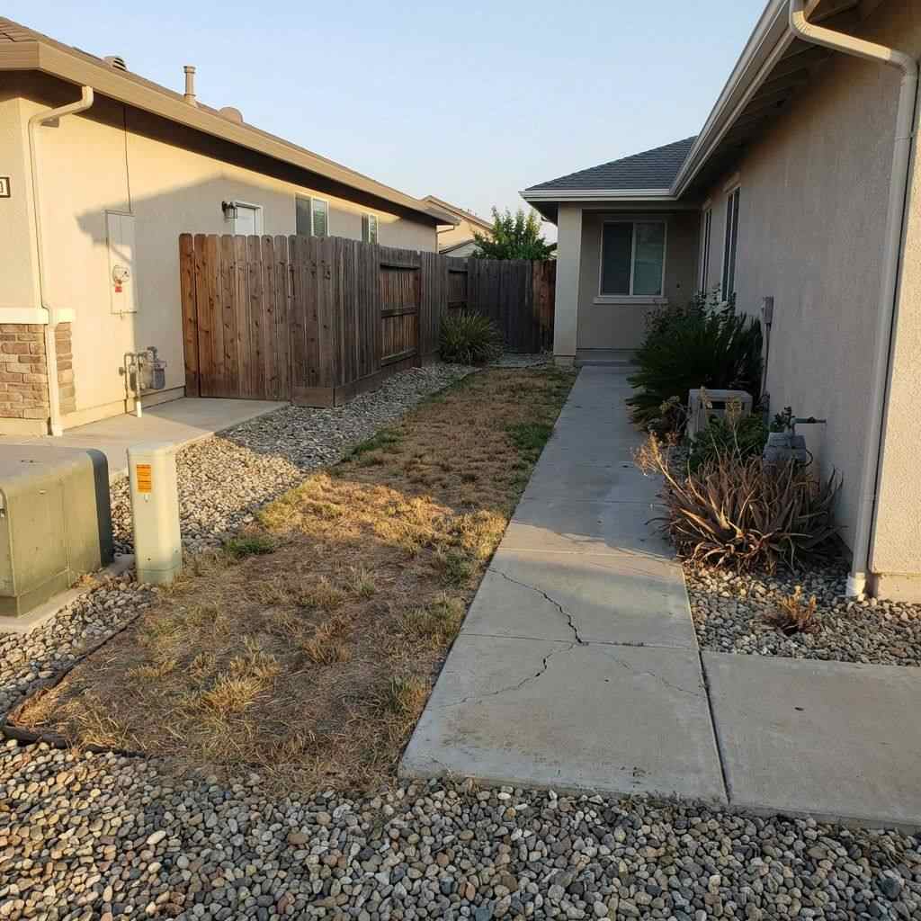 Before: Gravel side yard in Cupertino