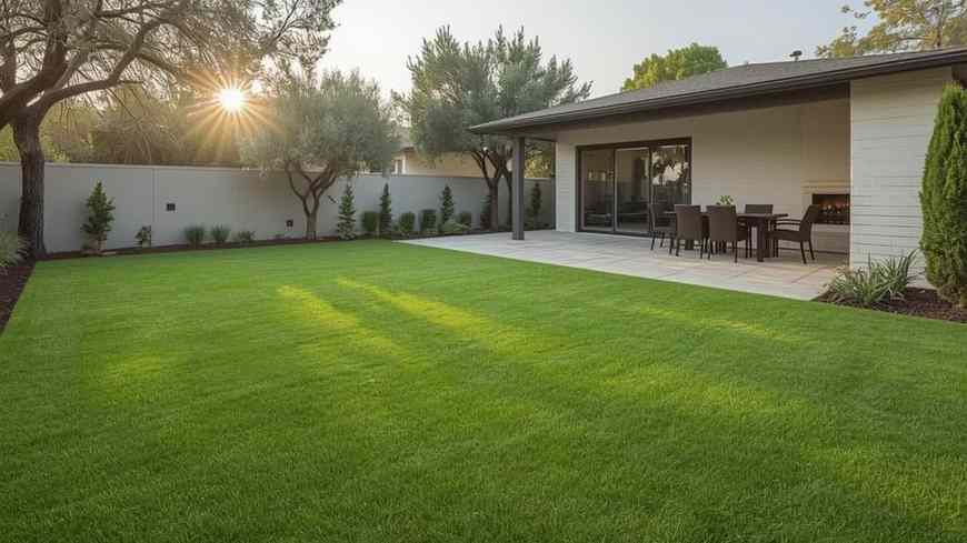 Finished artificial turf backyard in Palo Alto