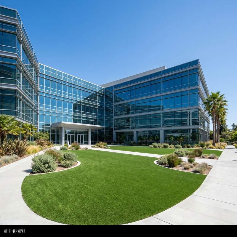 Commercial artificial turf installation at office