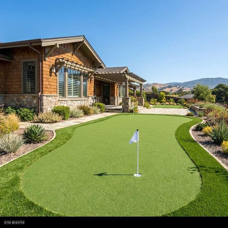 Backyard putting green artificial turf